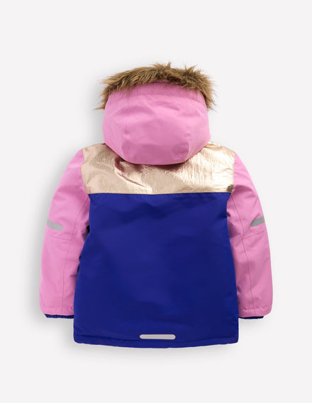 Wasserdichter Allwettermantel-Rosa Metallic Blockfarben