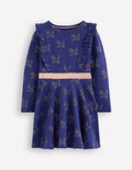 Cora Jerseykleid zum Herumwirbeln-Marineblau Folien-Pudel