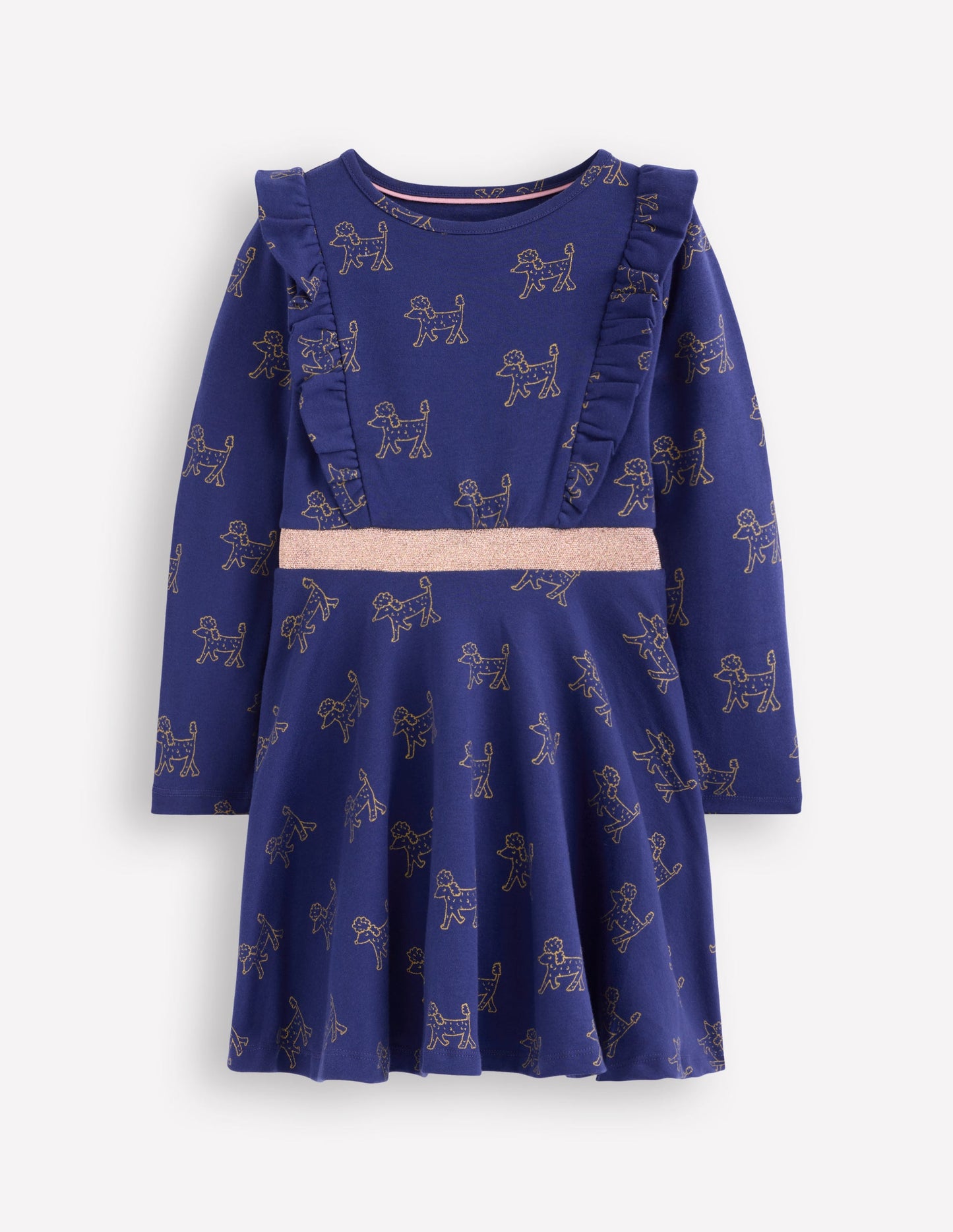 Robe tournoyante Cora en jersey-Caniches métallisés bleu marine