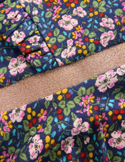 Robe tournoyante Cora en jersey-Motif floral baies bleu tribord-4