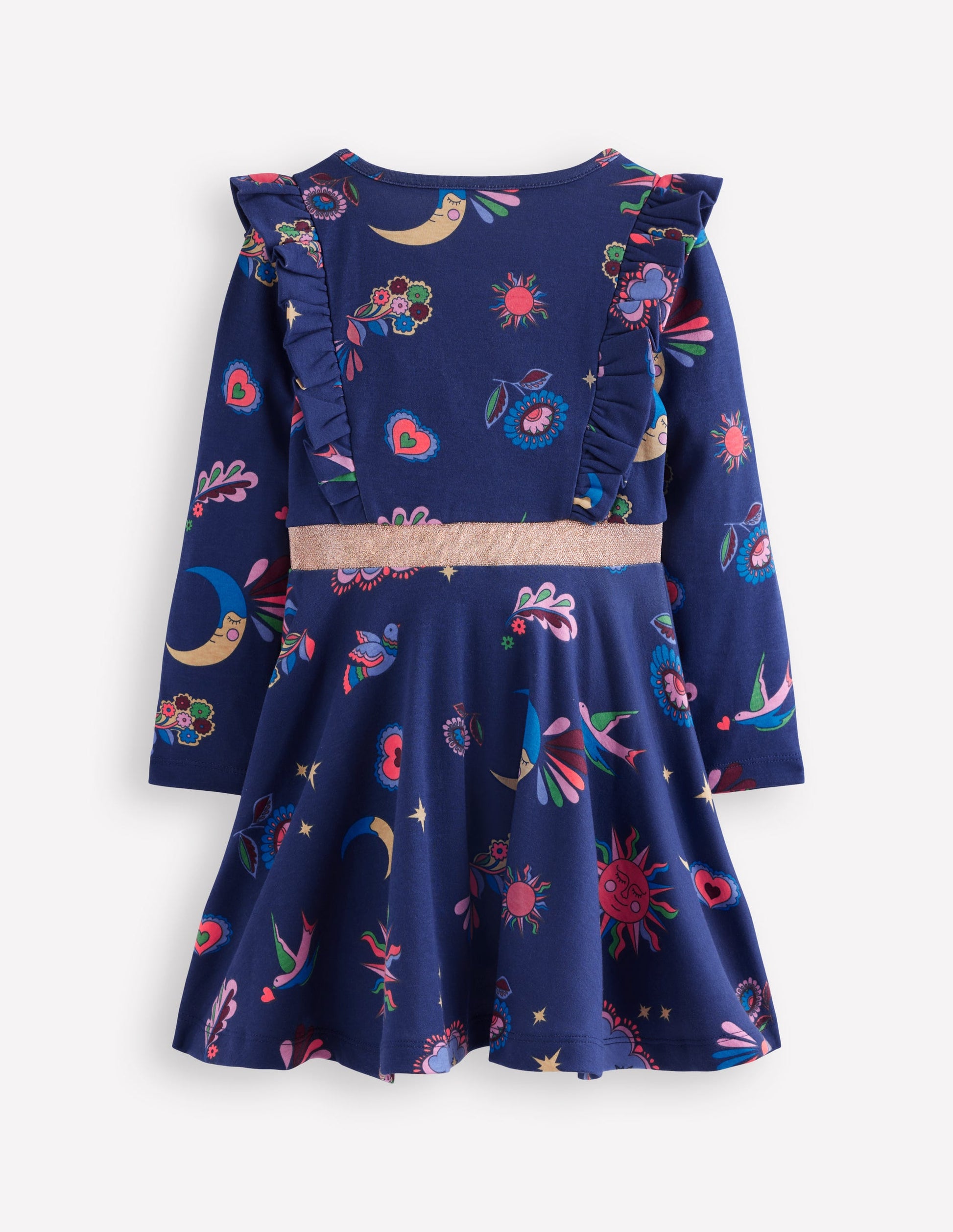 Cora Jerseykleid zum Herumwirbeln-Schuluniform-Marineblau Paisley-Himmel-3