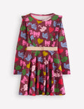 Cora Twirly Jersey Dress-Chestnut Festive Fun