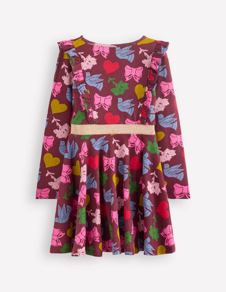 Cora Jerseykleid zum Herumwirbeln-Kastanie Fröhliche Festtage