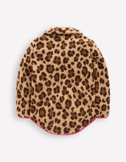 Teddyfelljacke mit Kragen und Reißverschluss-Mohair, Leopardenmuster-2