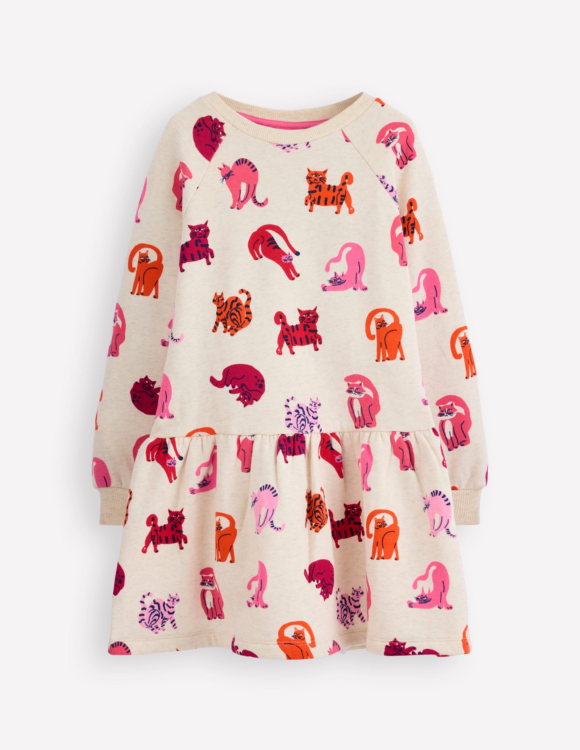 Kuscheliges Sweatshirt-Kleid-Bunt Katzen-1