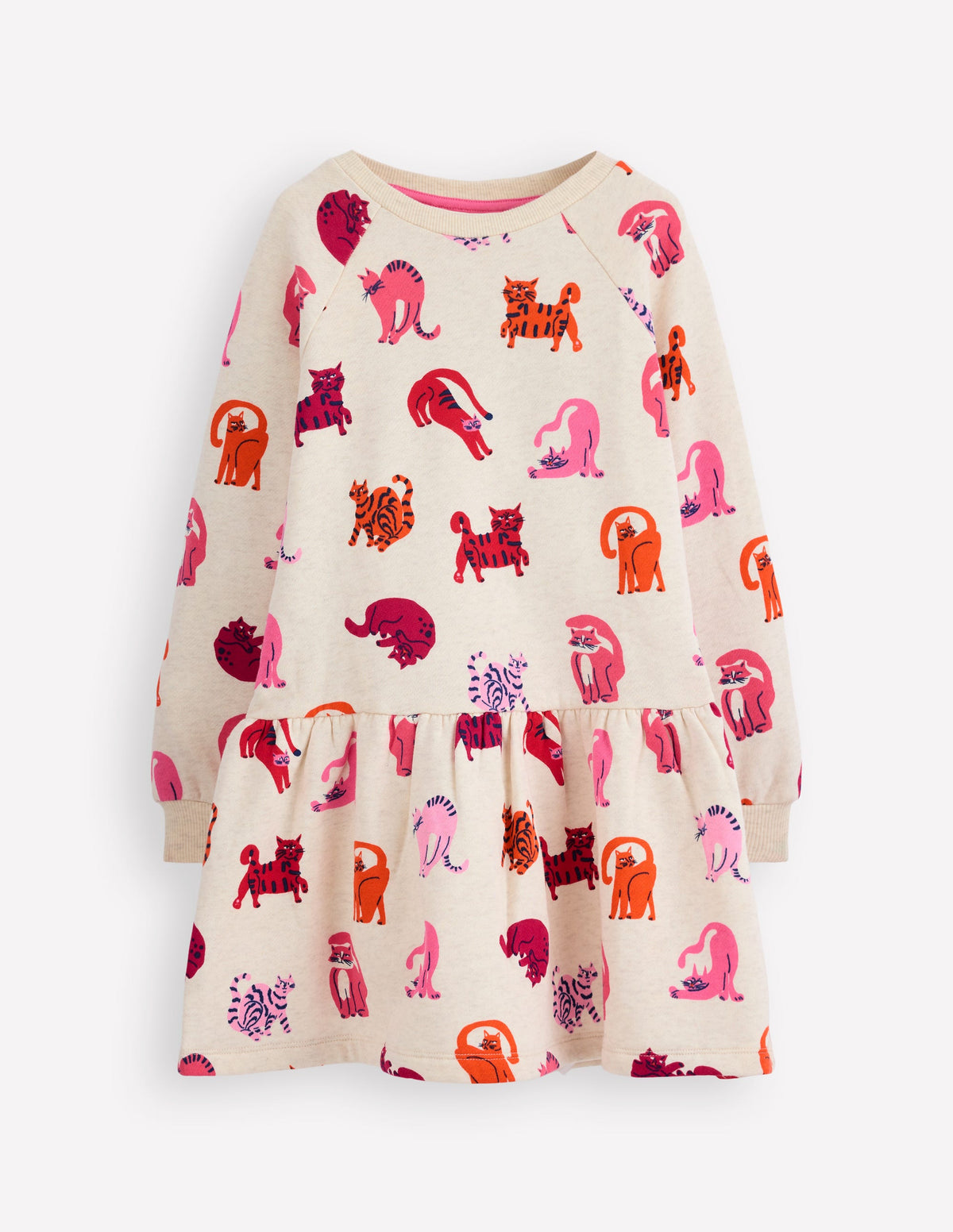 Kuscheliges Sweatshirt-Kleid-Bunt Katzen - Image 1