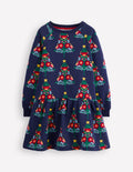 Kuscheliges Sweatshirt-Kleid-Schuluniform-Marineblau Weihnachtsbäume