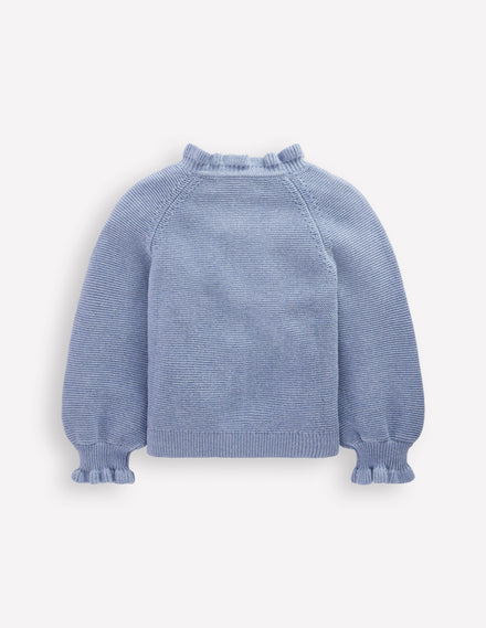 Hübsche Strickjacke mit Stickerei-Gletscherblau