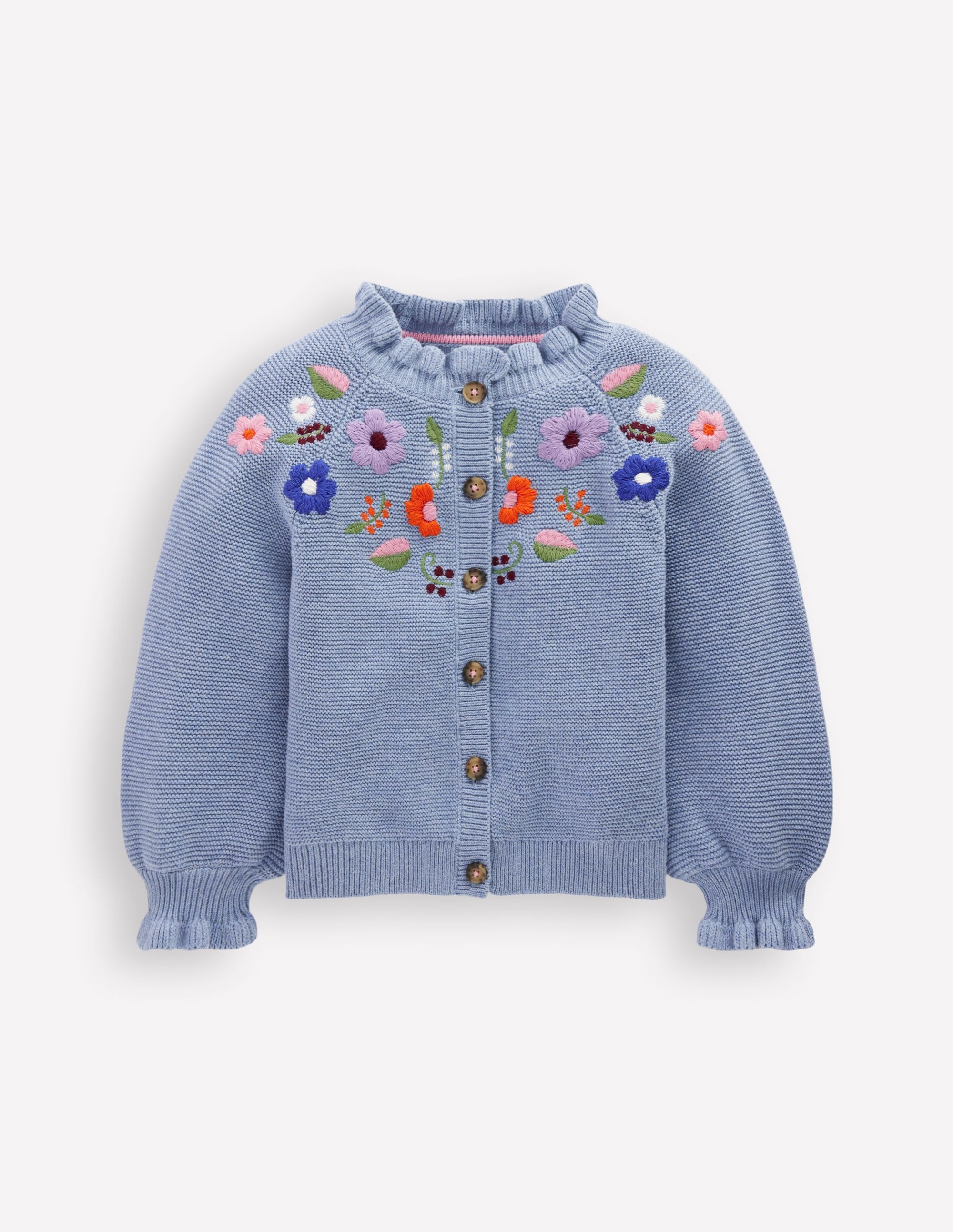 Hübsche Strickjacke mit Stickerei-Gletscherblau - Image 1