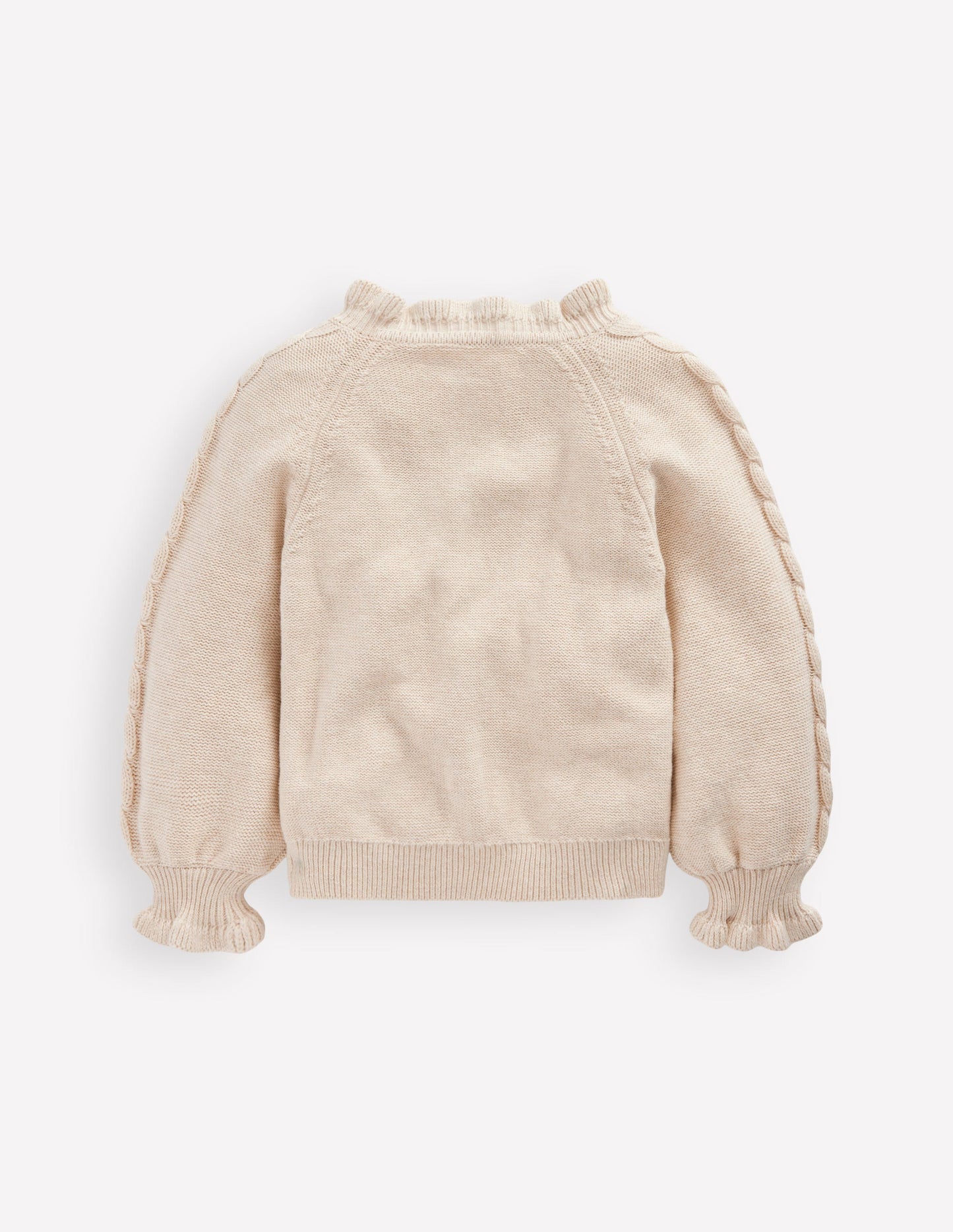 Hübsche Strickjacke mit Stickerei-Beige Meliert