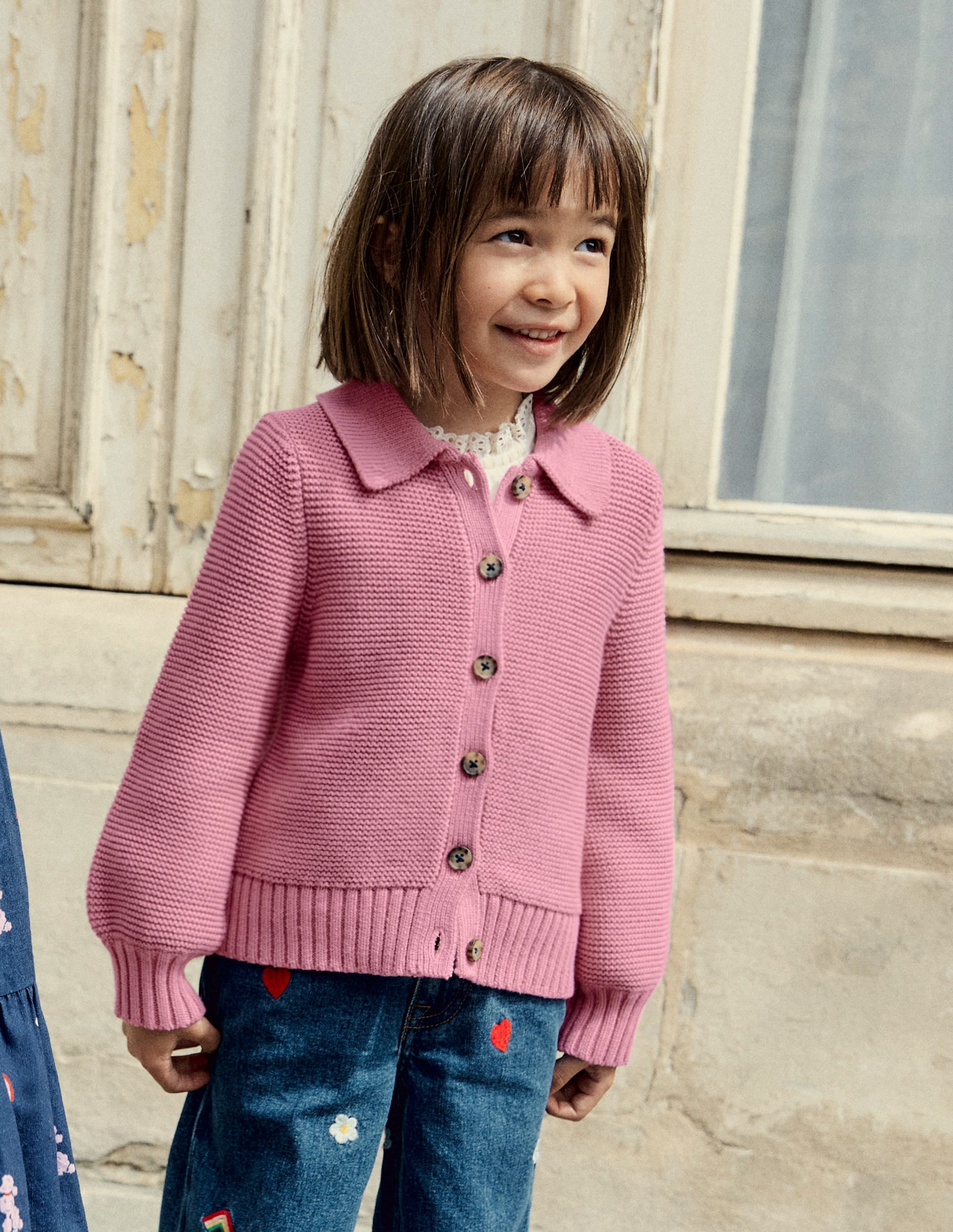 Strickjacke mit Kragen-Rosa Schleier - Image 7