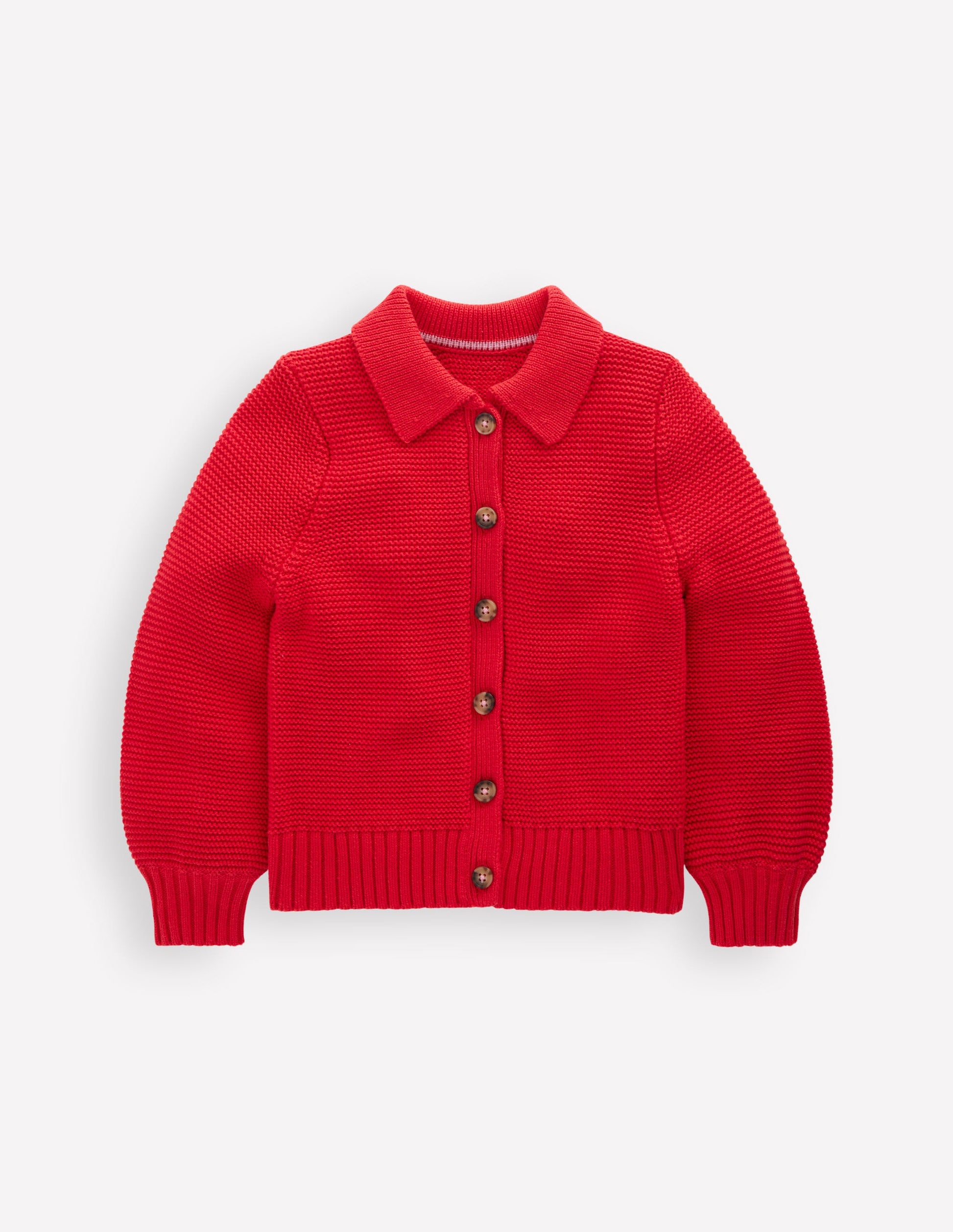 Strickjacke mit Kragen und Motiv-Lackrot-1