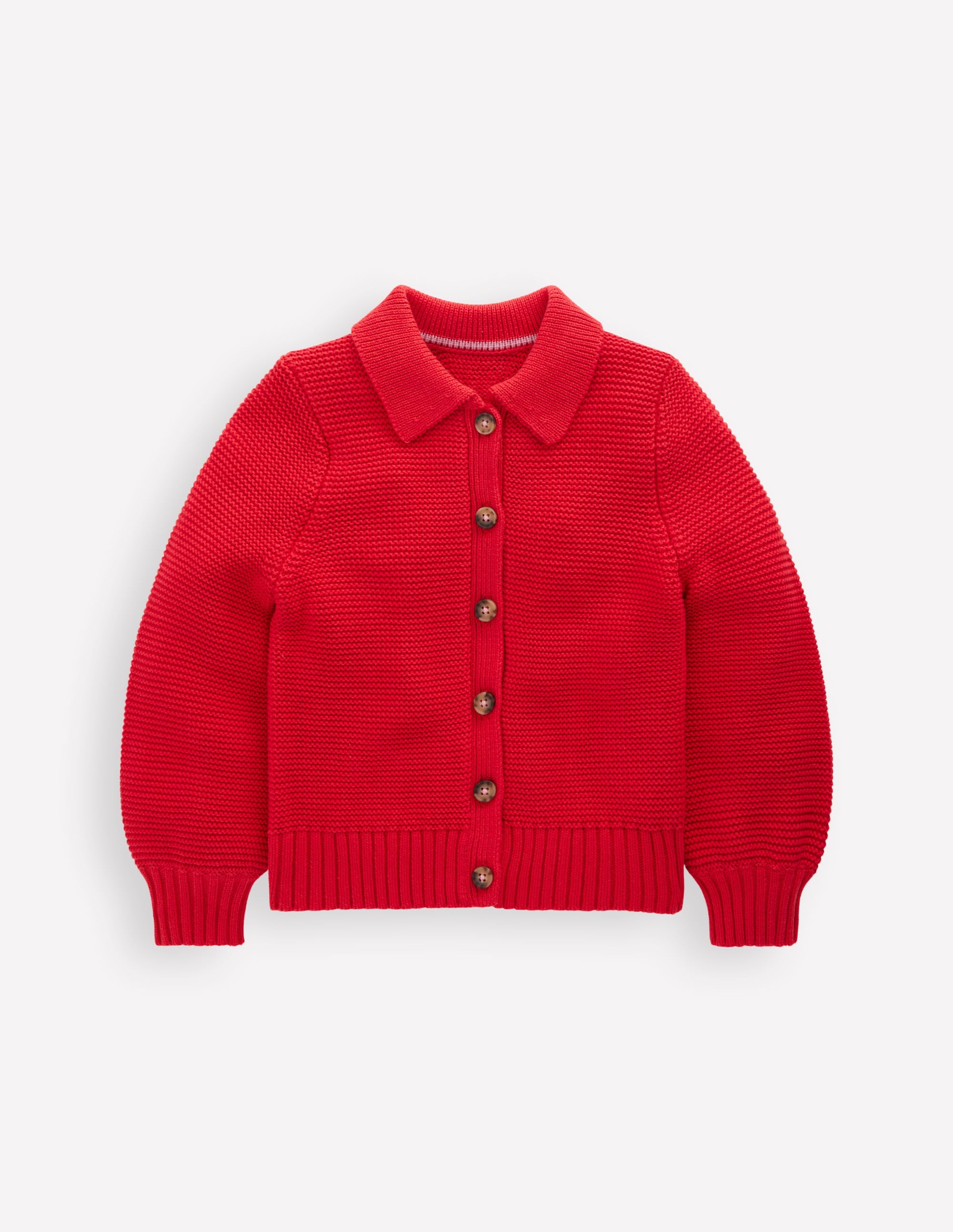 Strickjacke mit Kragen-Lackrot - Image 5