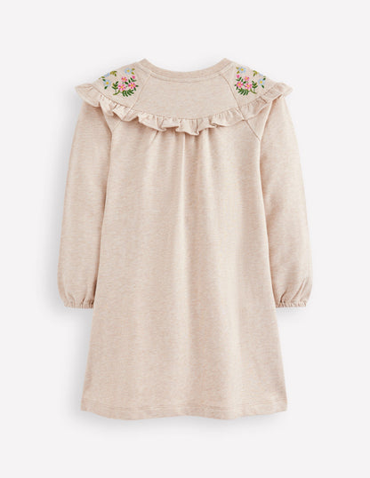 Robe-sweat brodée-Avoine chine-2