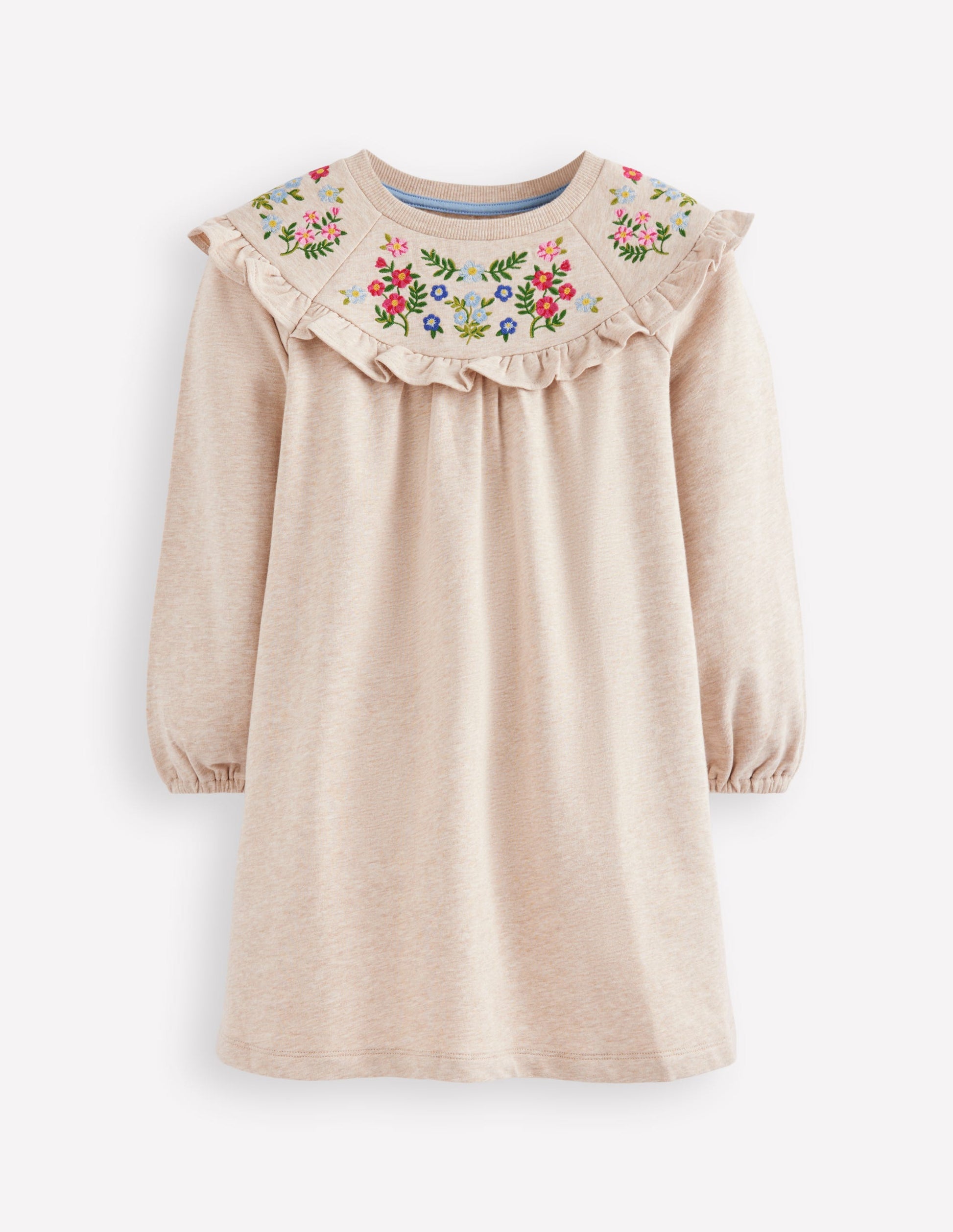 Robe-sweat brodée-Avoine chine-1