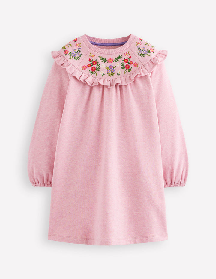 Besticktes Sweatshirt-Kleid-ROSA