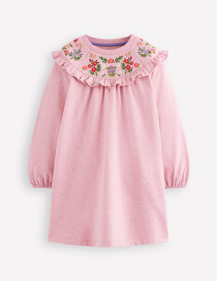 Robe-sweat brodée-ROSE