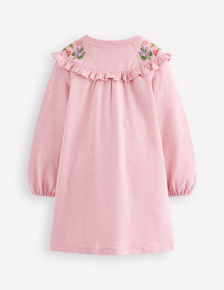 Robe-sweat brodée-ROSE