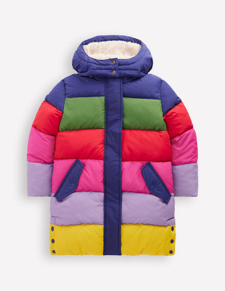 Doudoune longue-Colourblock arc-en-ciel