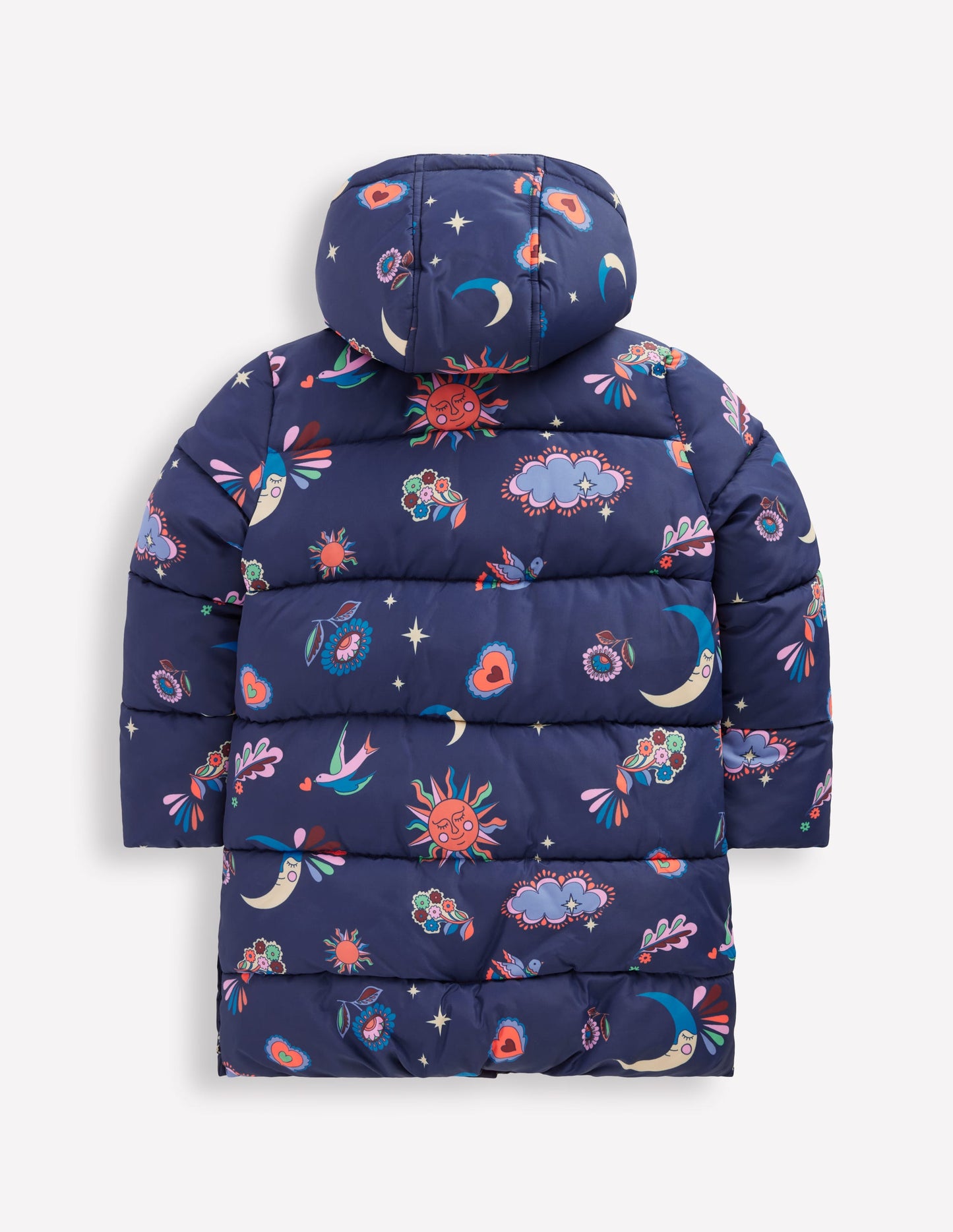 Wattierte Jacke in langer Form-Schuluniform-Marineblau Paisley
