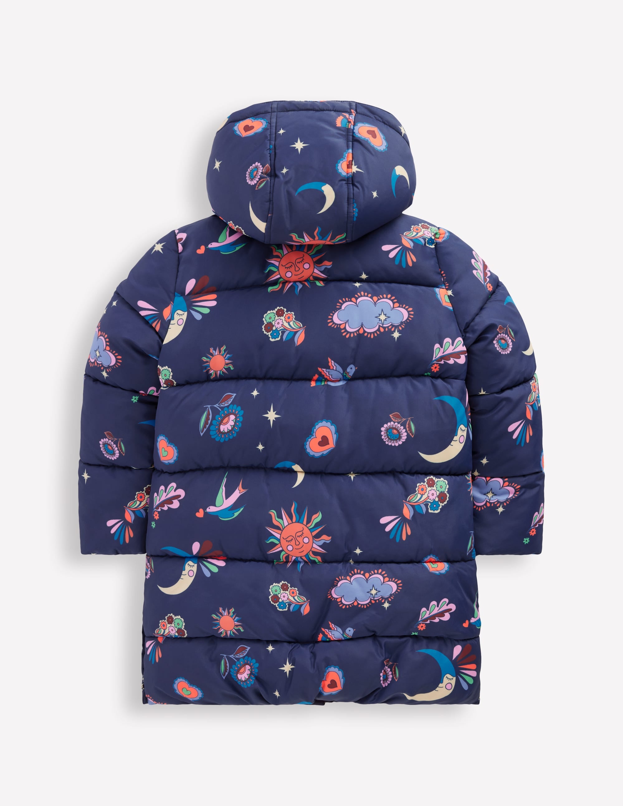 Wattierte Jacke in langer Form-Schuluniform-Marineblau Paisley - Image 2