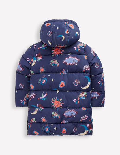 Wattierte Jacke in langer Form-Schuluniform-Marineblau Paisley-3
