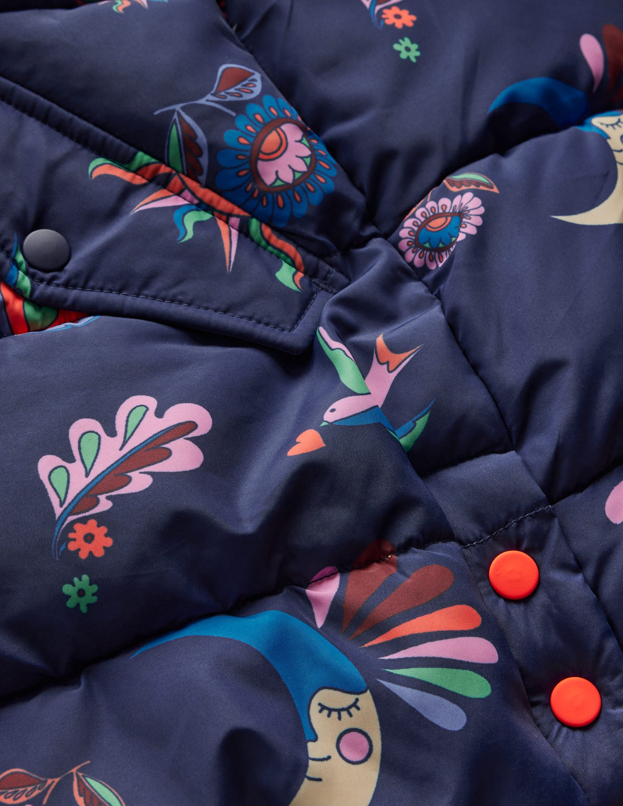 Wattierte Jacke in langer Form-Schuluniform-Marineblau Paisley - Image 3