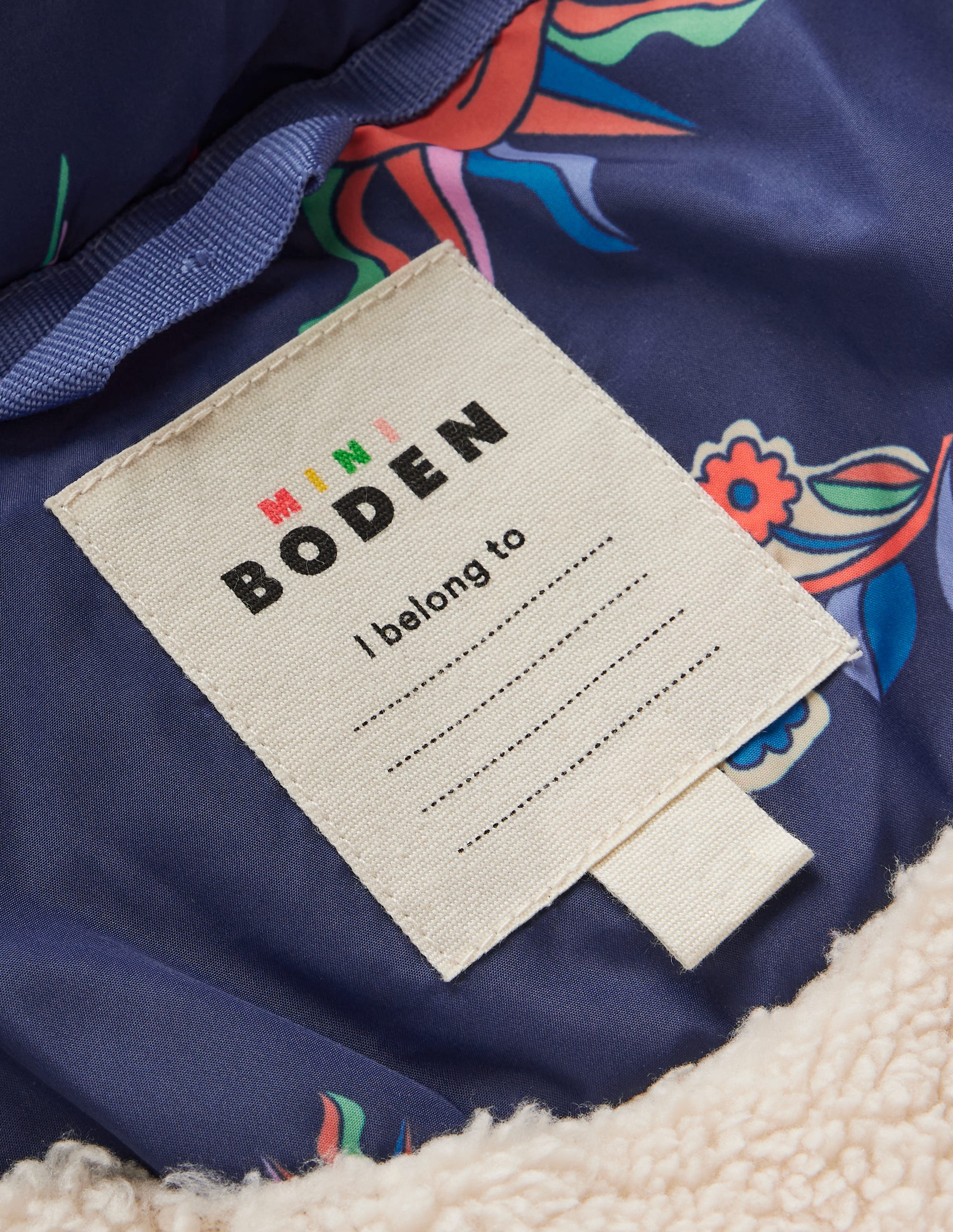 Wattierte Jacke in langer Form-Schuluniform-Marineblau Paisley - Image 4
