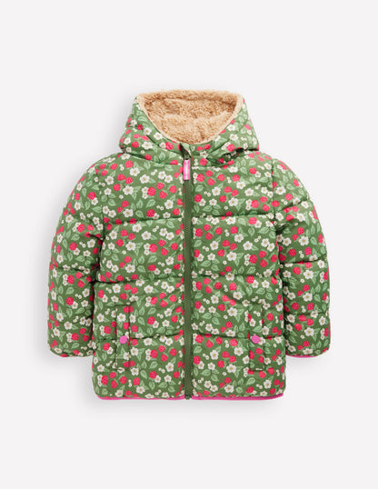 Manteau rembourré réversible en borg-Baie vintage vert safari-1