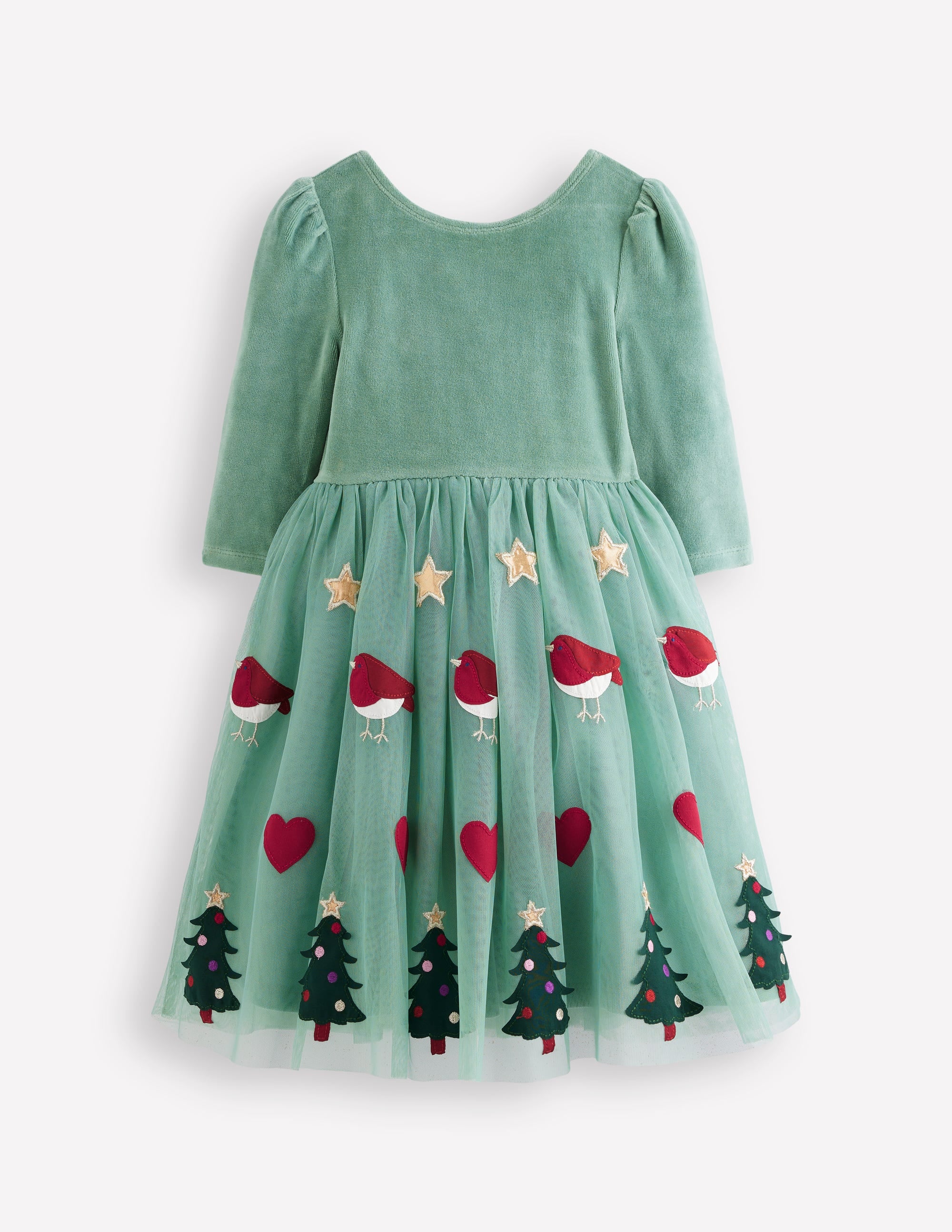 Robe Aurora en tulle à appliqués-Motif rouge-gorge - Image 1