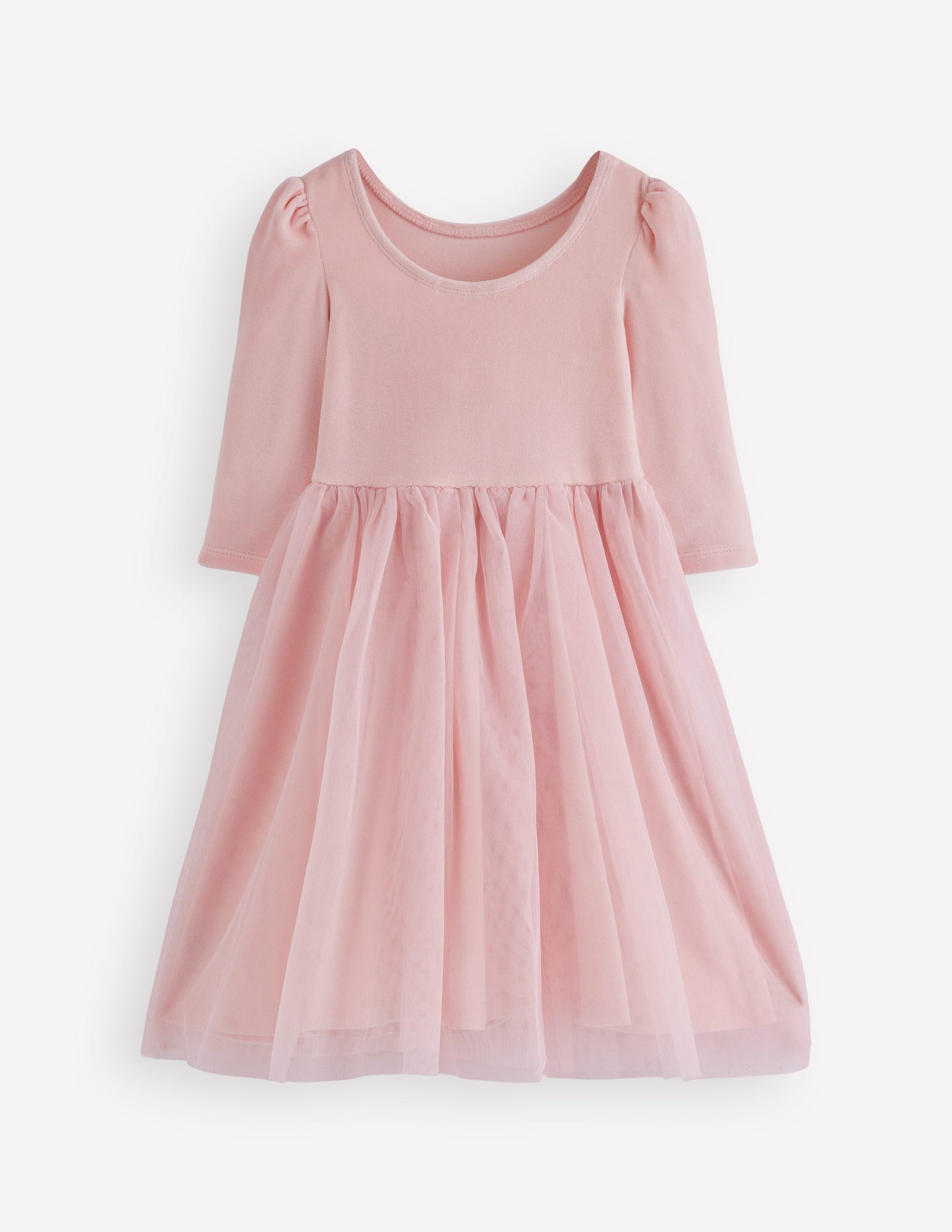 Robe en velours et tulle à appliqué-Caniches rose craie