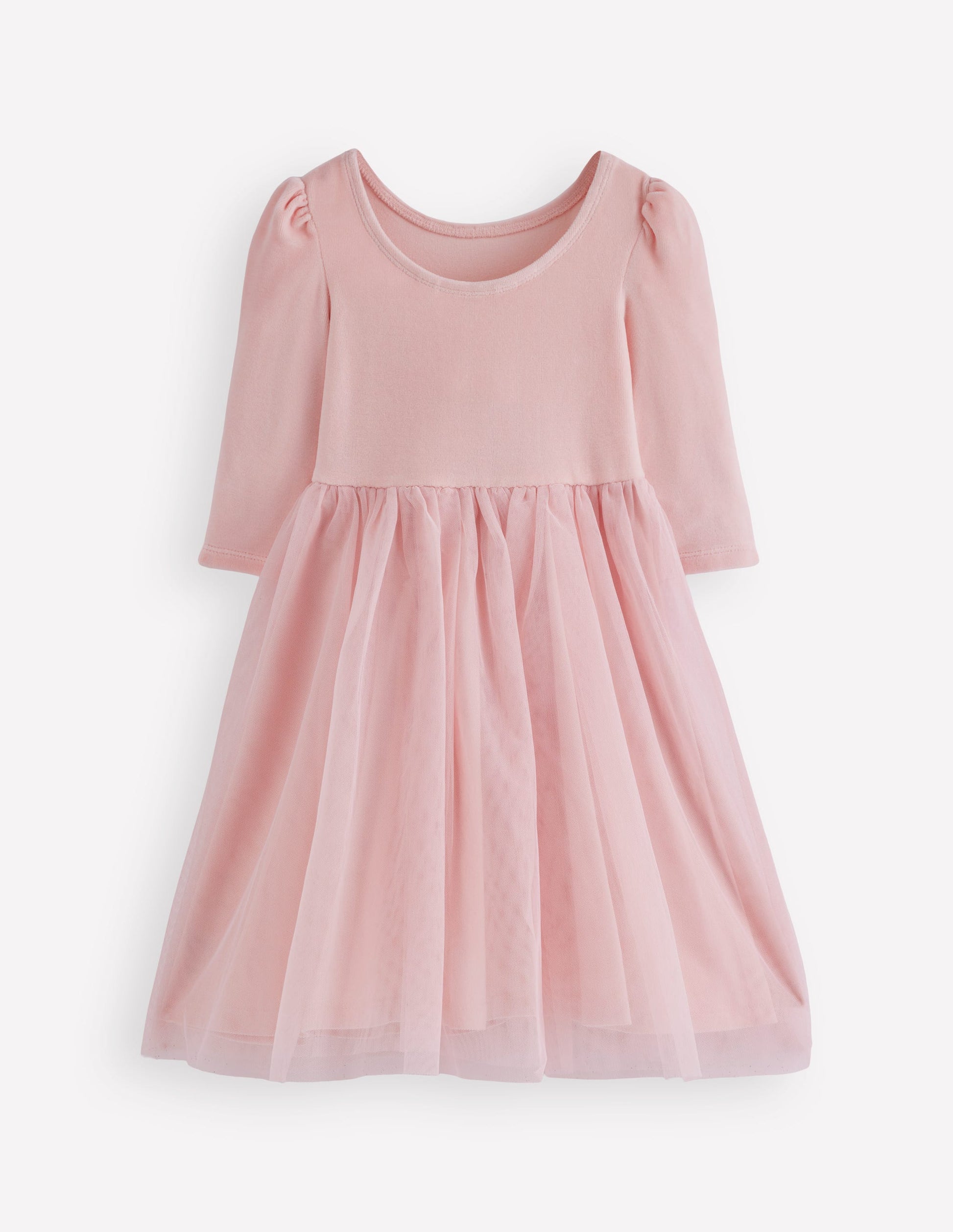 Robe en velours et tulle à appliqué-Caniches rose craie-3