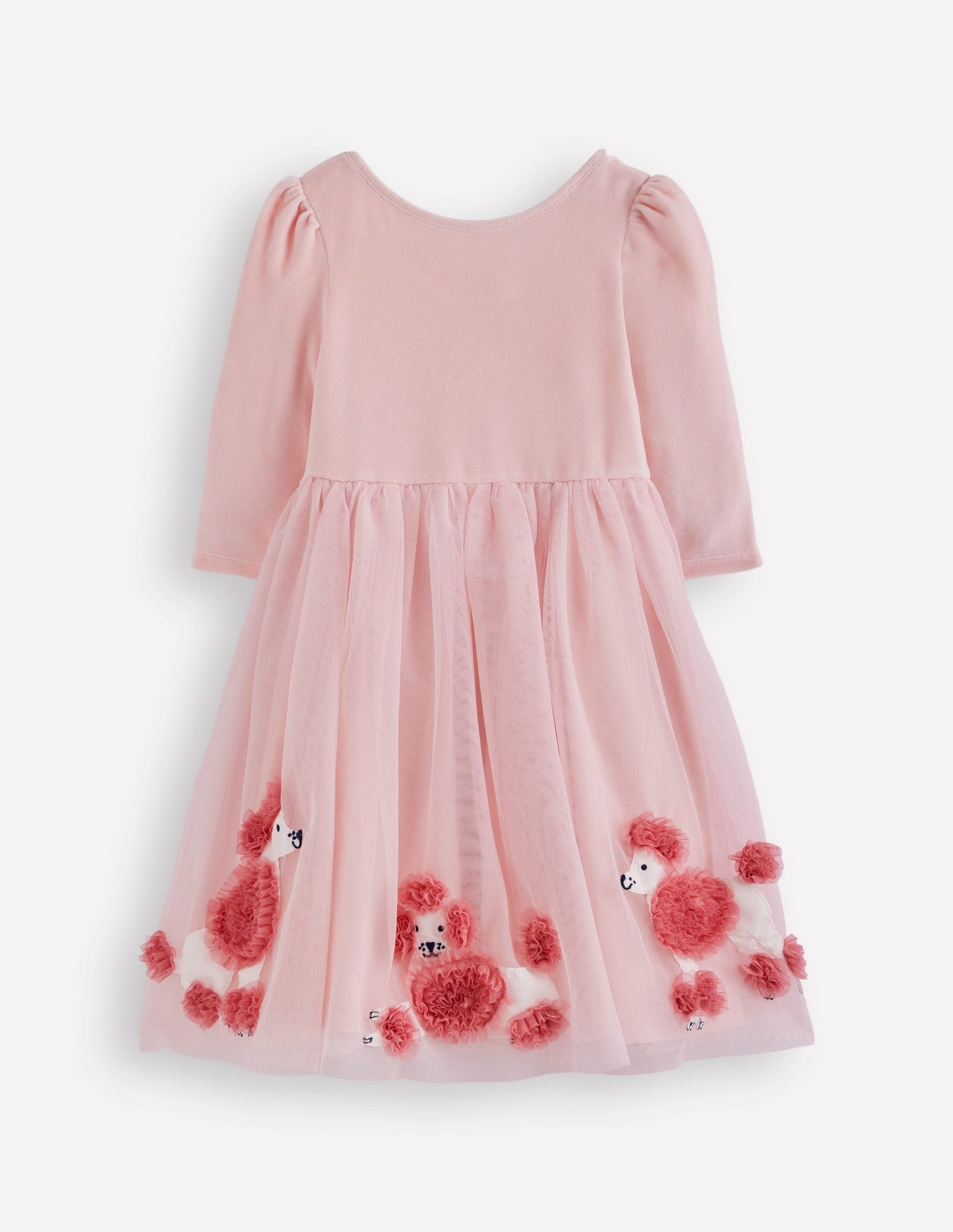 Velours-Tüllkleid mit Applikation-Kreiderosa Pudel