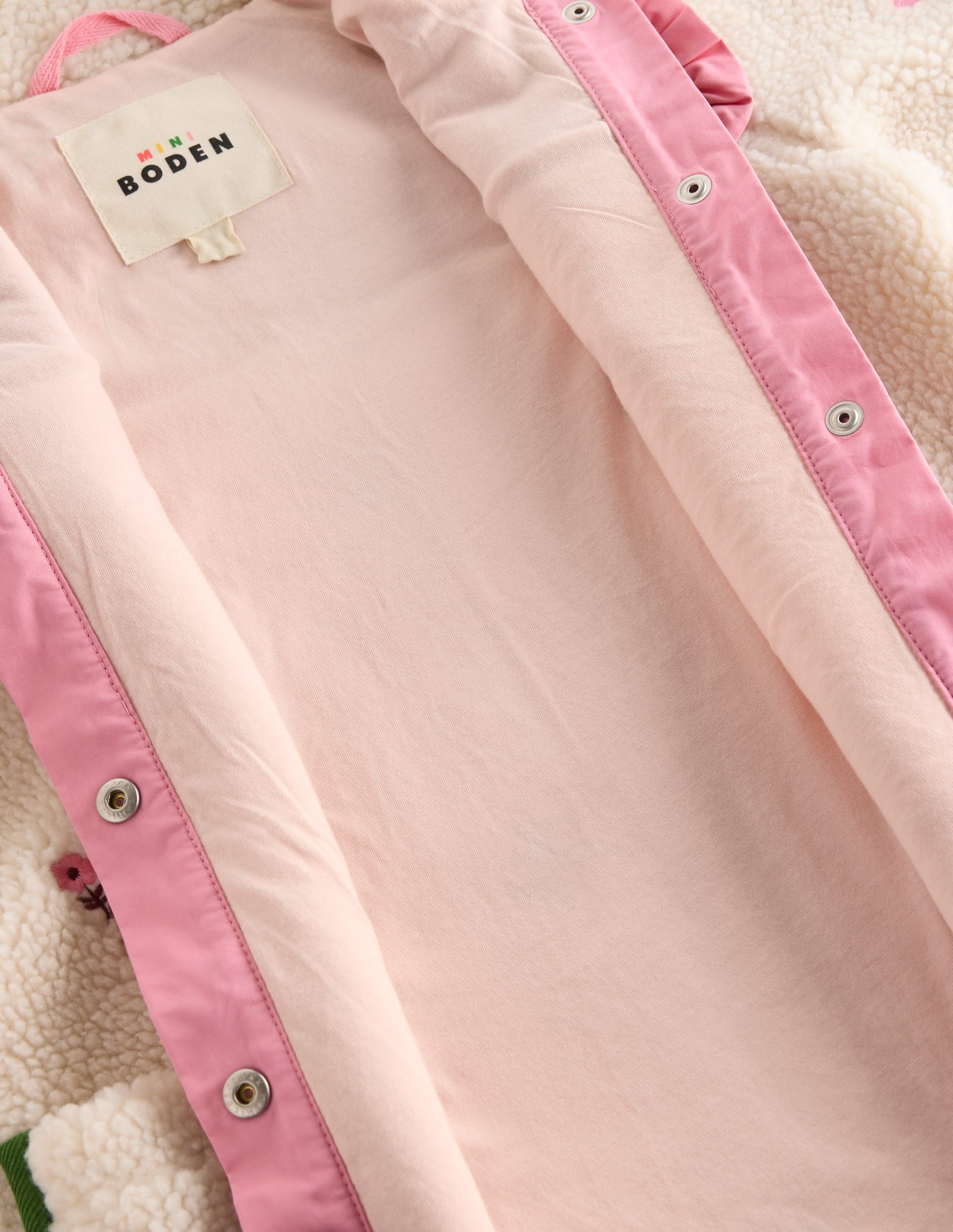 Hübsche Jacke aus Teddyfell-Mix-Sanftes Naturweiß Stickerei-4