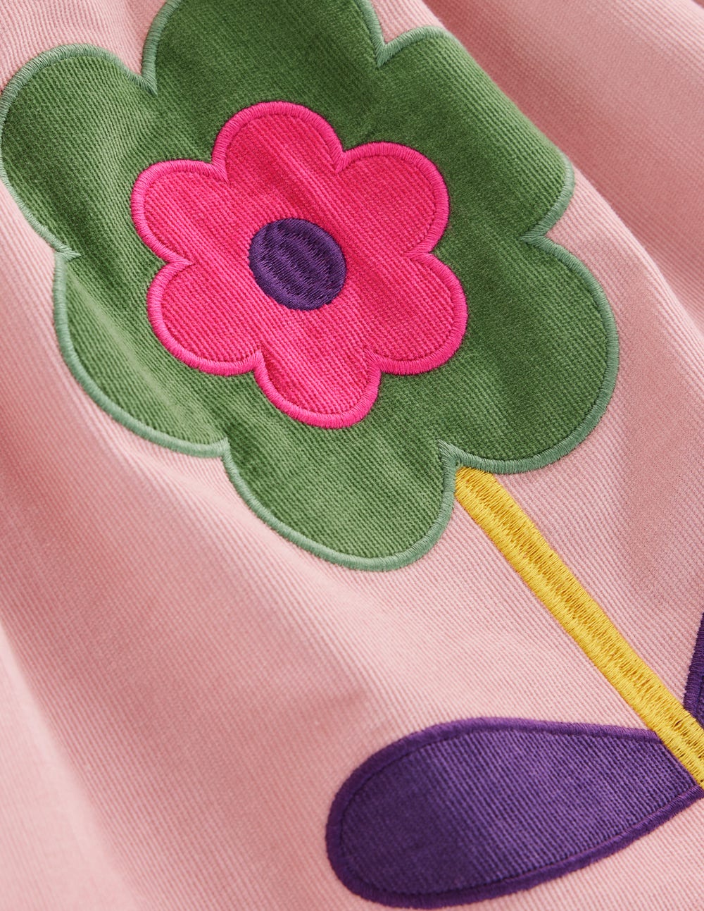 Robe en velours côtelé à appliqués-Fleur rose amande-3