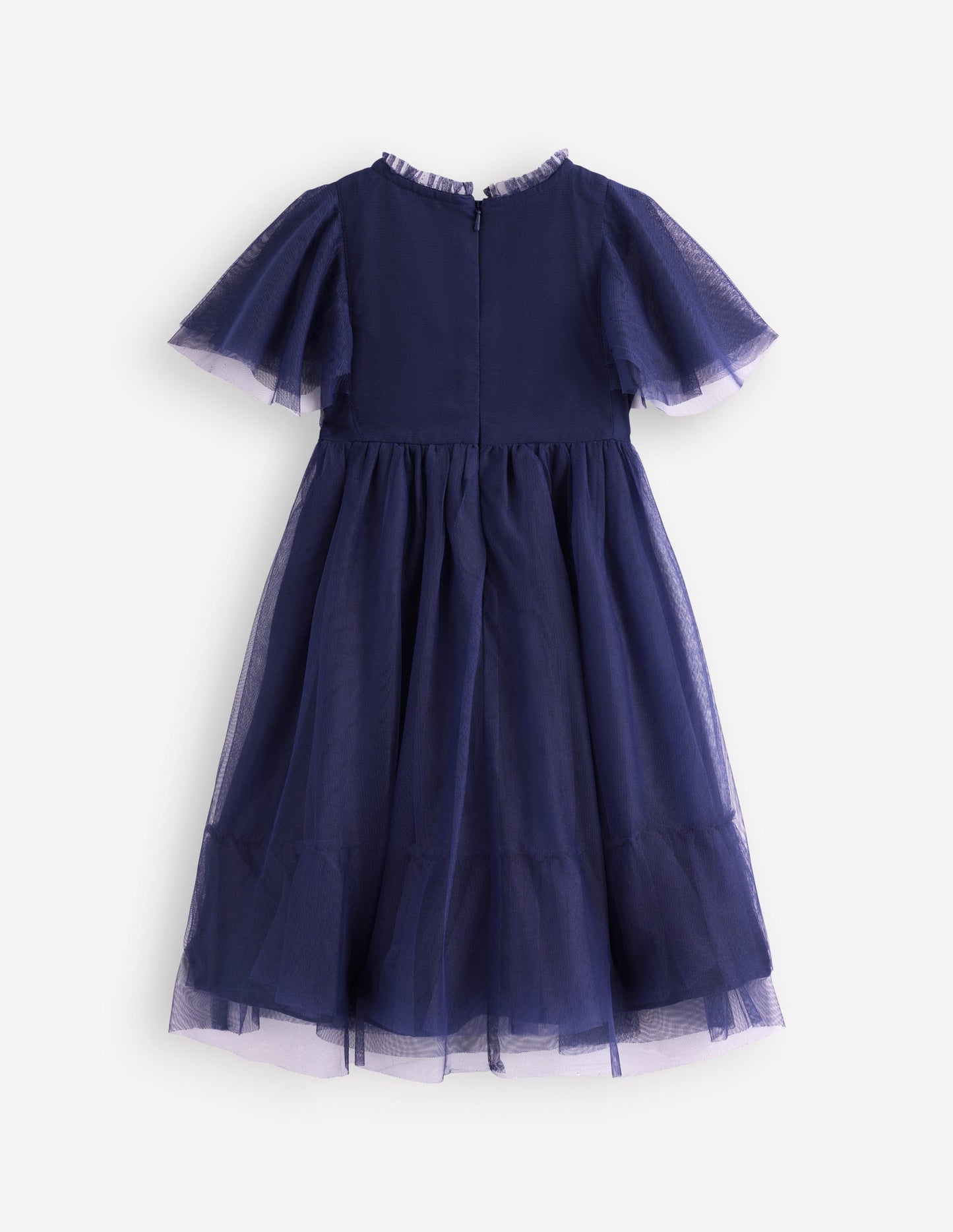Tüllkleid mit Stickerei-Schuluniform-Marineblau