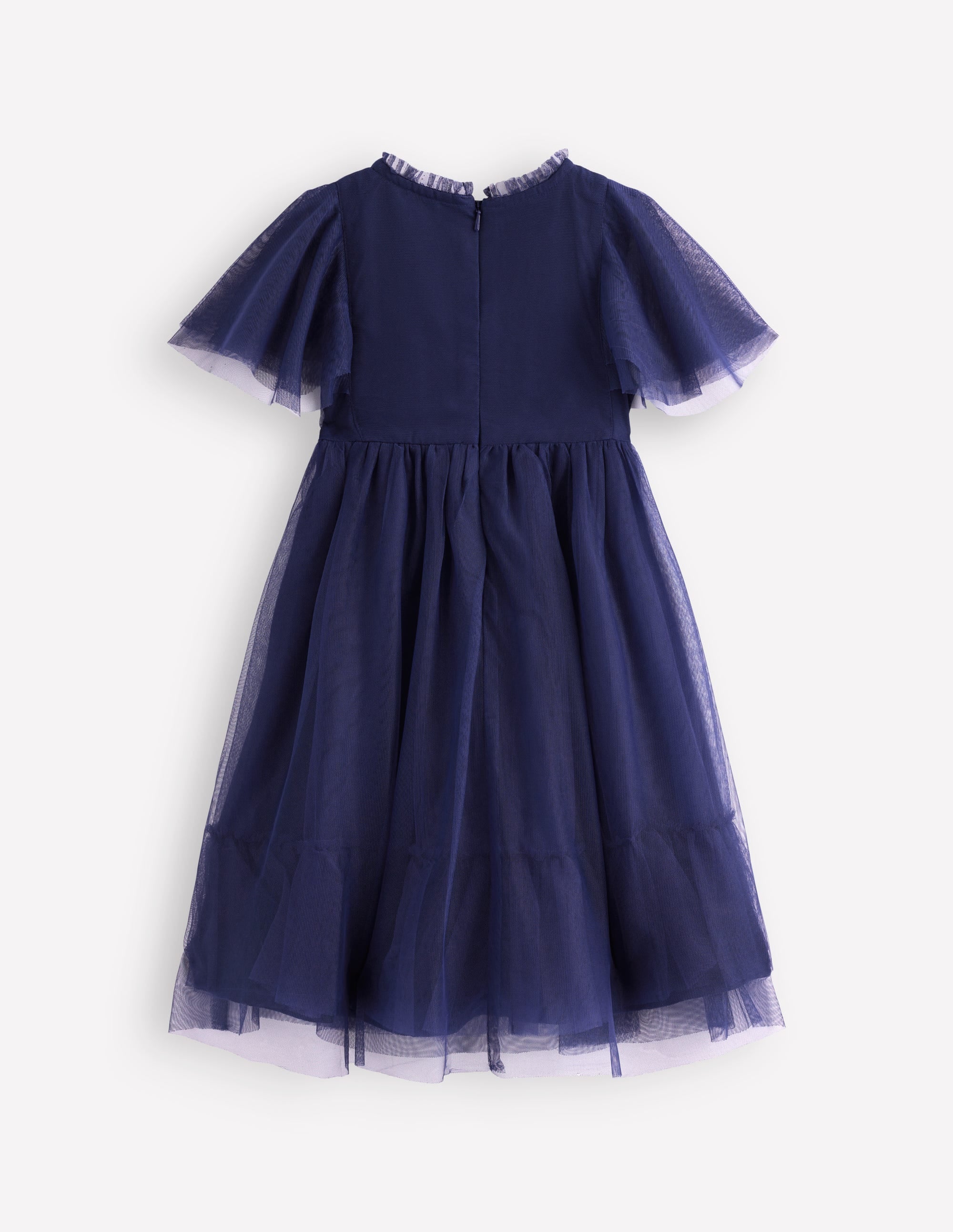 Robe brodée en tulle-Bleu marine universitaire - Image 2