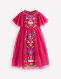 Tüllkleid mit Stickerei-Kirschkonfitüre Liebesvögel