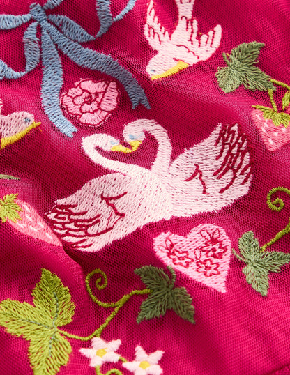 Tüllkleid mit Stickerei-Kirschkonfitüre Liebesvögel-4