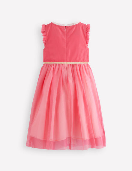 Tüllkleid mit Rüschen-Bahnen-Bunt, Blockfarben