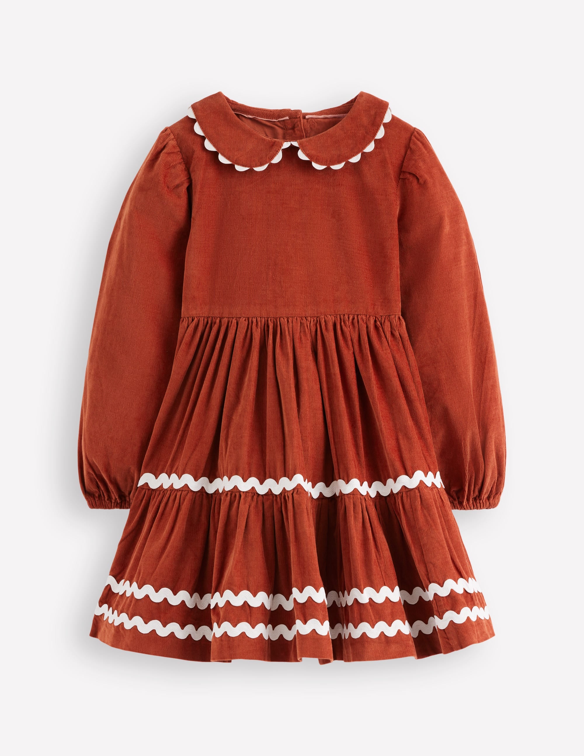 Cordkleid mit Zackenlitze-Kastanienbraun - Image 1