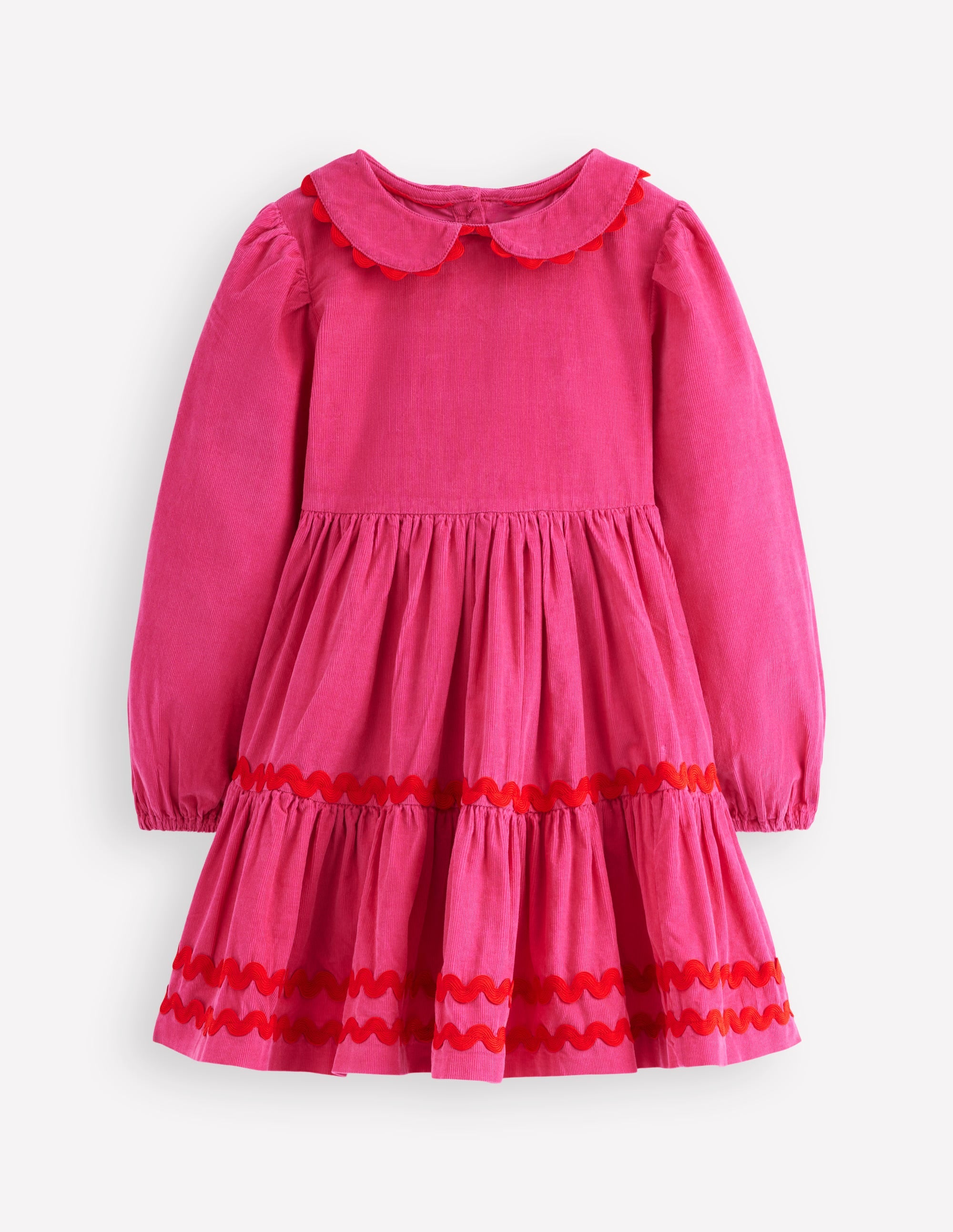 Cordkleid mit Zackenlitze-Himbeerrosa - Image 1
