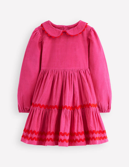 Cordkleid mit Zackenlitze-Himbeerrosa-1