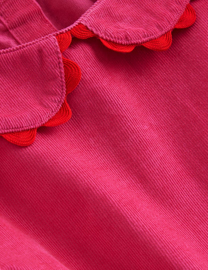 Cordkleid mit Zackenlitze-Himbeerrosa-3