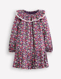 Lace Trim Woven Dress-Purple Vintage Berry