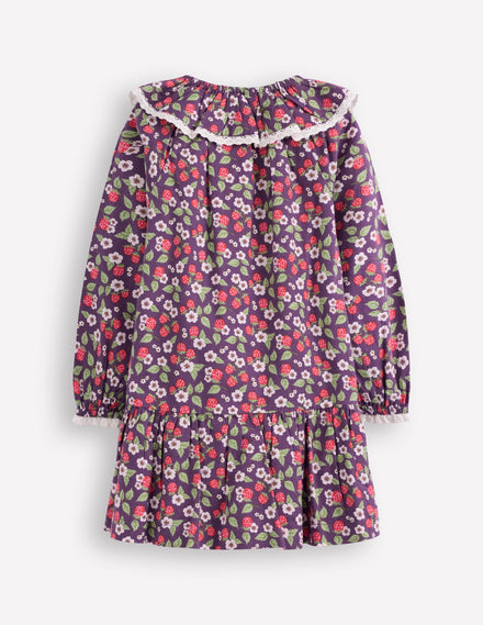 Robe tissée à détails en dentelle-Baie vintage violet