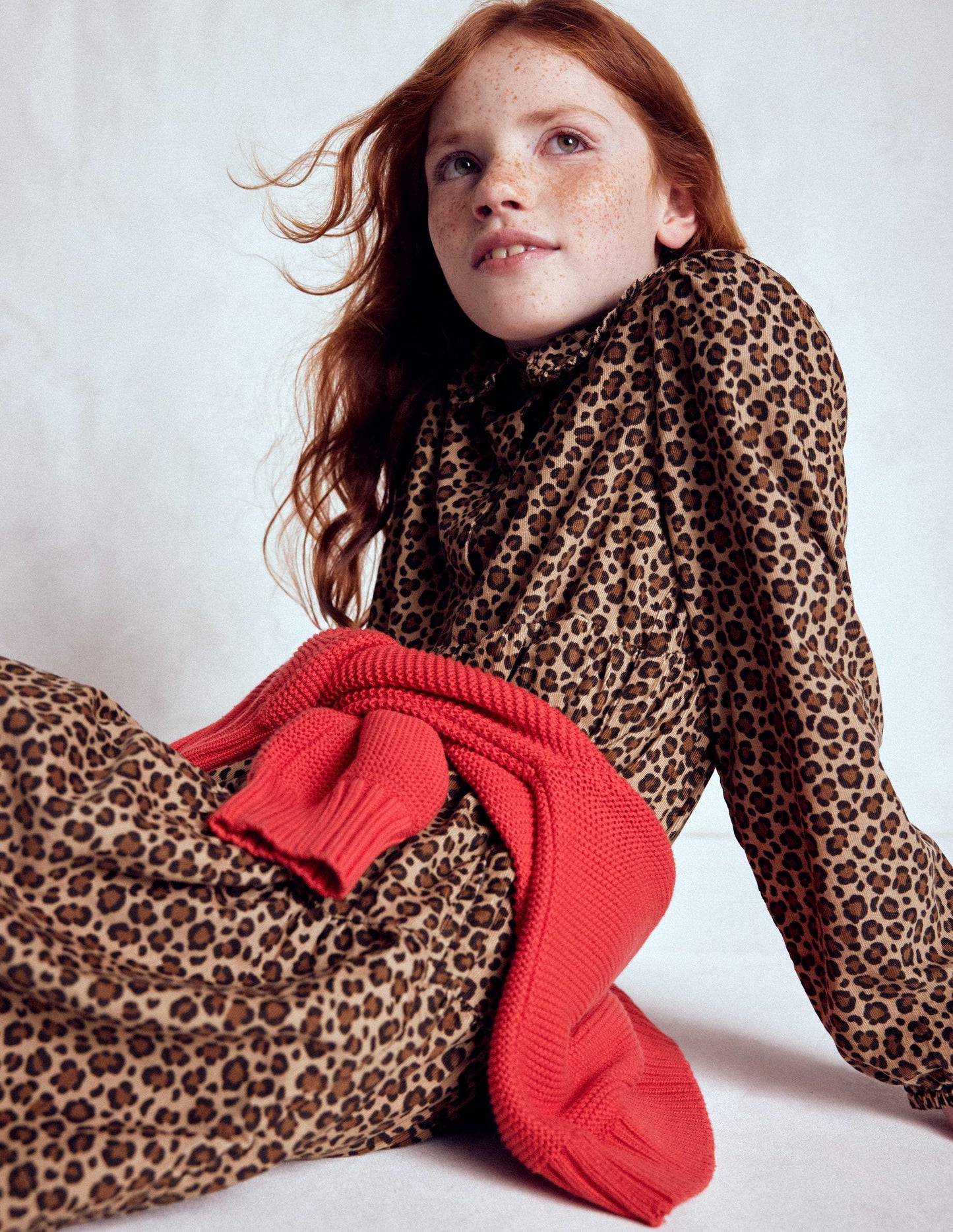 Minna Gewebtes Kleid mit Kragen-Mohair, Leopardenmuster