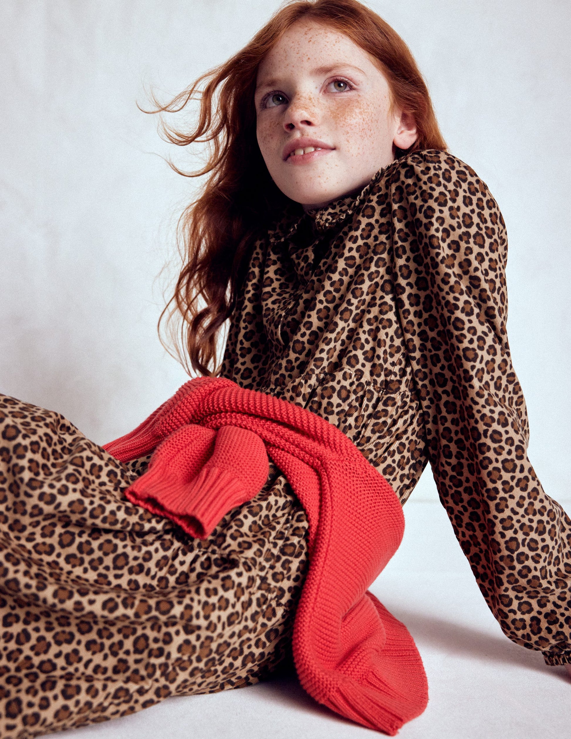 Minna Gewebtes Kleid mit Kragen-Mohair, Leopardenmuster-2
