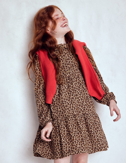 Minna Gewebtes Kleid mit Kragen-Mohair, Leopardenmuster