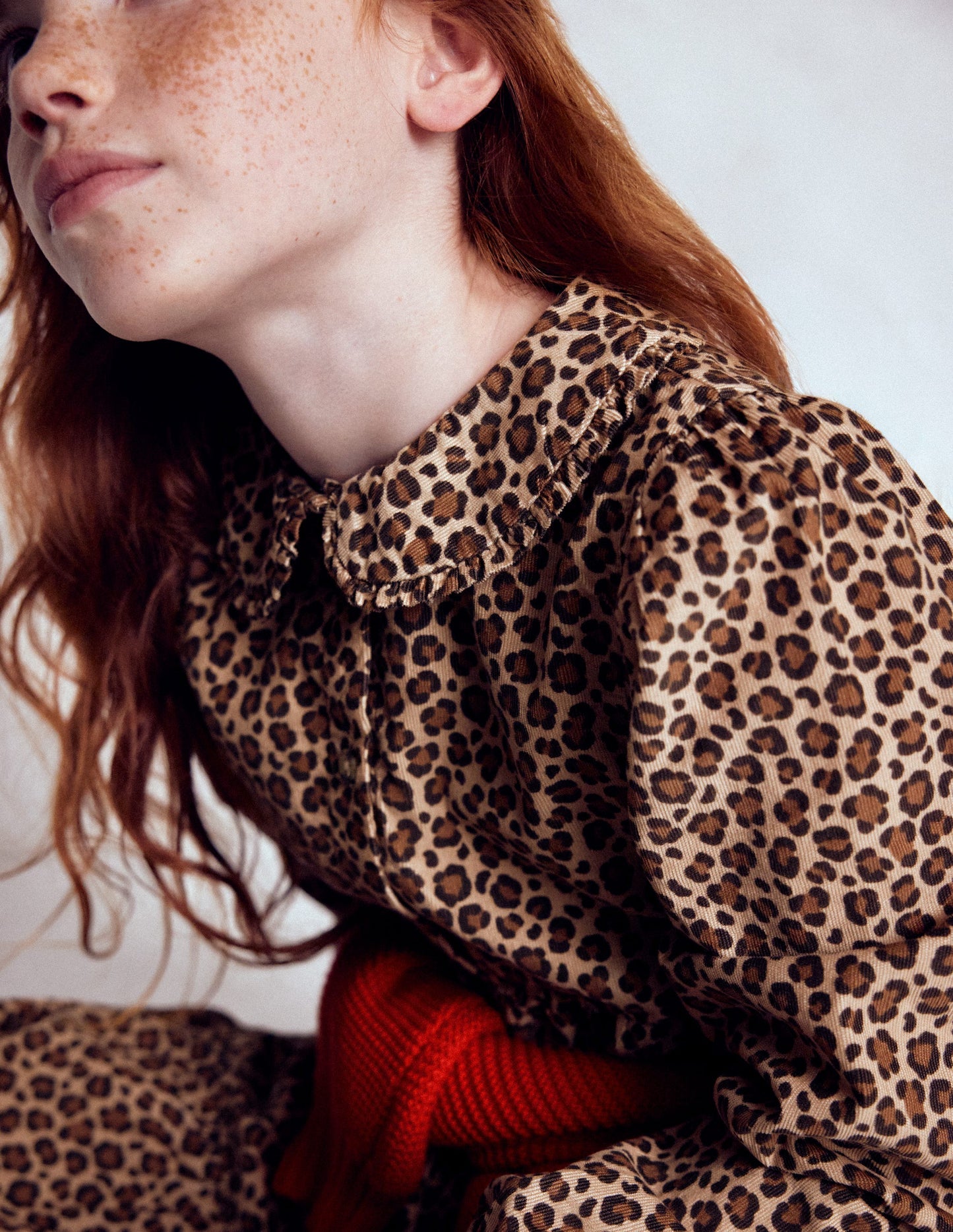 Minna Gewebtes Kleid mit Kragen-Mohair, Leopardenmuster